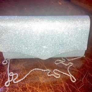 Elegant Silver Glitter Clutch/crossbody evening Bag
